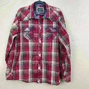 🔥2 BKE Vintage 1967 Pearl Snap Shirt Western Plaid Athletic Fit XL MC2